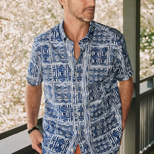 Orvis Men's Heritage Poplin Printed Short-Sleeve Shirt