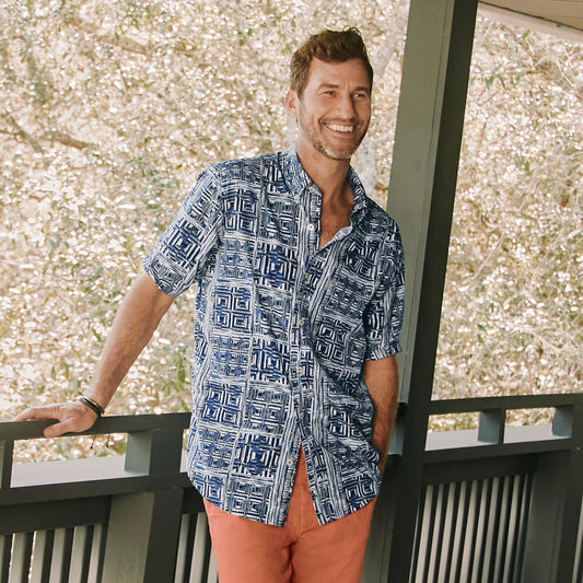 Orvis Men's Heritage Poplin Printed Short-Sleeve Shirt