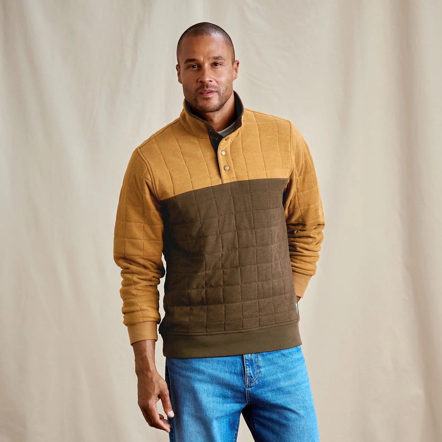 Orvis Men's Battenkill Colorblock Quilted 1/4-Snap Sweatshirt