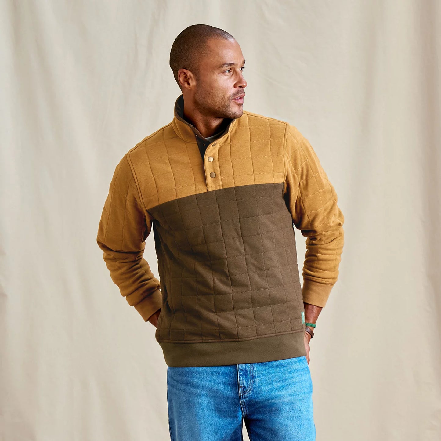 Orvis Men's Battenkill Colorblock Quilted 1/4-Snap Sweatshirt