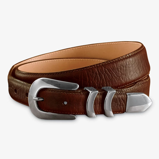 Orvis Silver Buckle Bison Tapered-Edge Belt