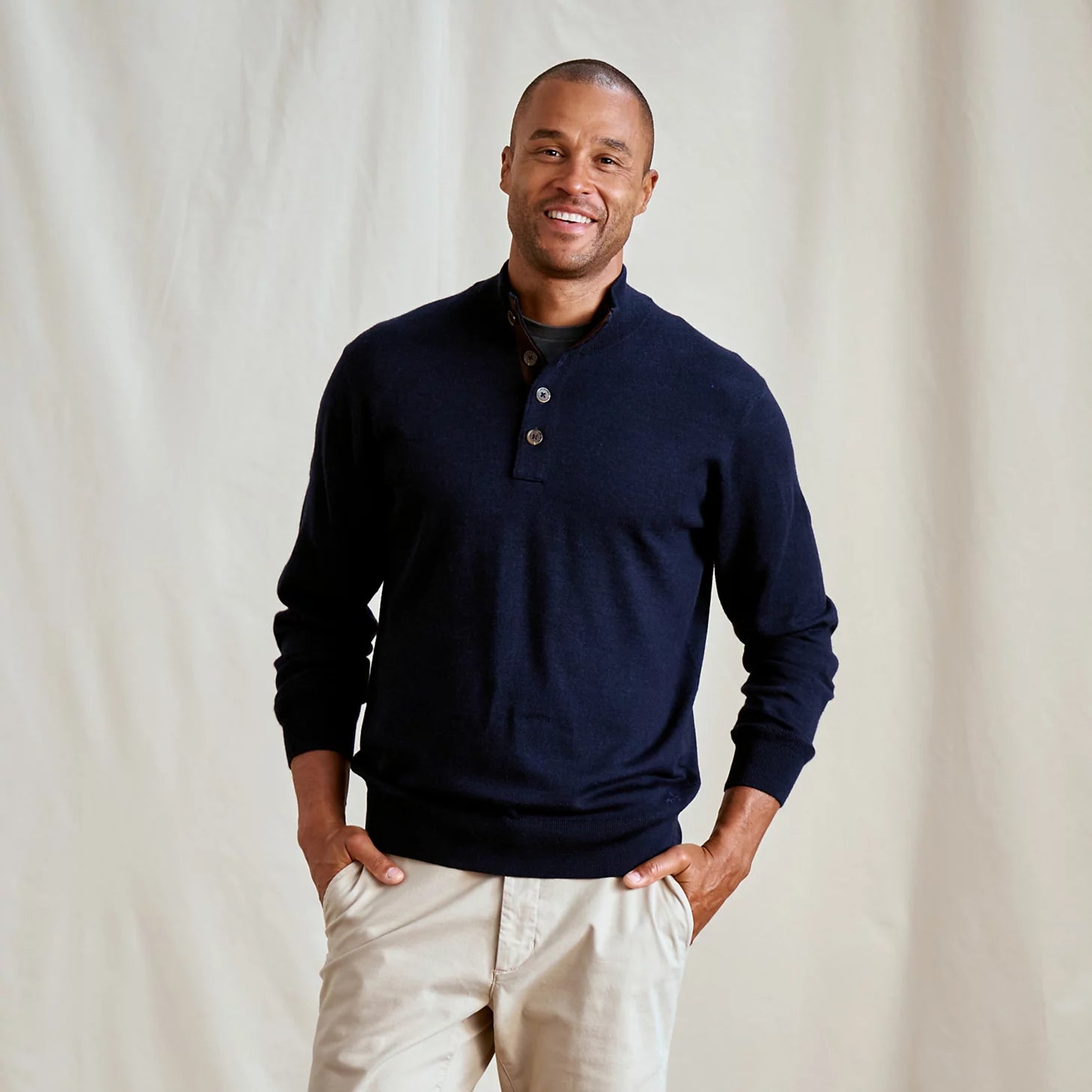Orvis Merino Button Mockneck Sweater