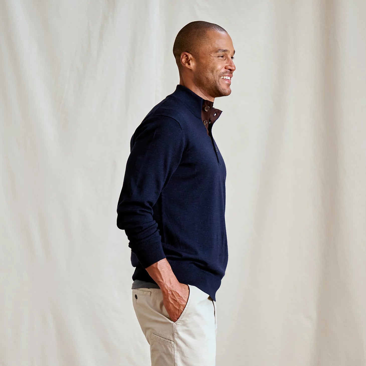 Orvis Merino Button Mockneck Sweater
