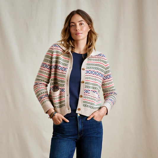 Orvis Fair Isle Patterned Brushed Cashmere Cardigan